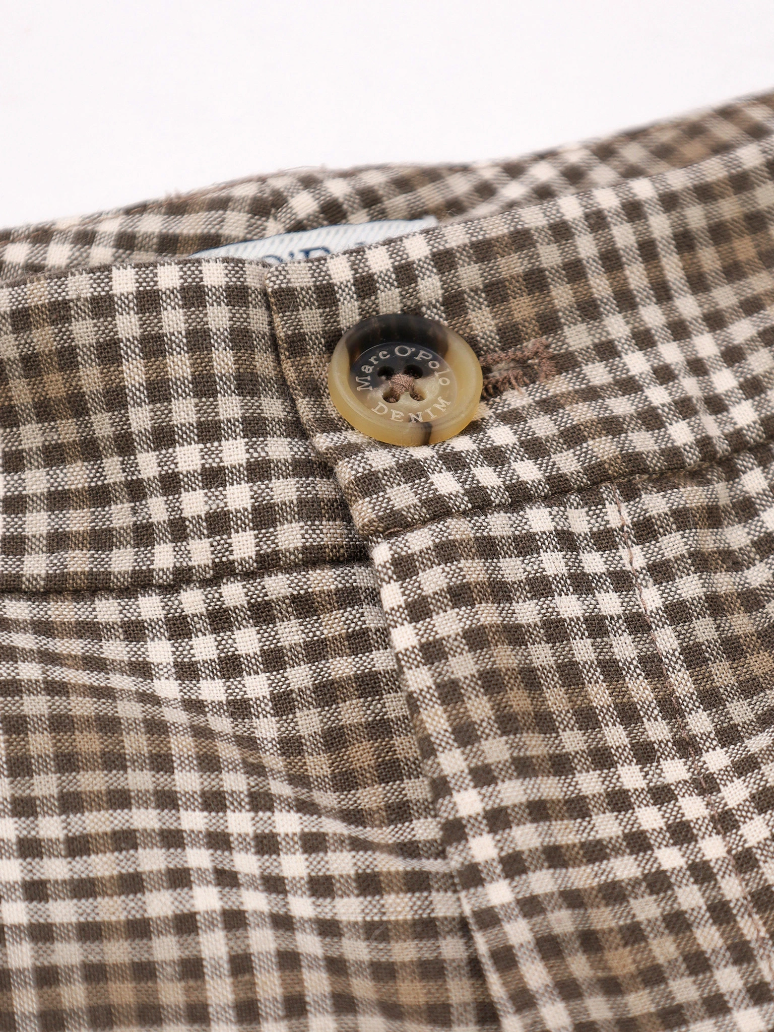 Брюки в клеточку из смеси хлопка и льна